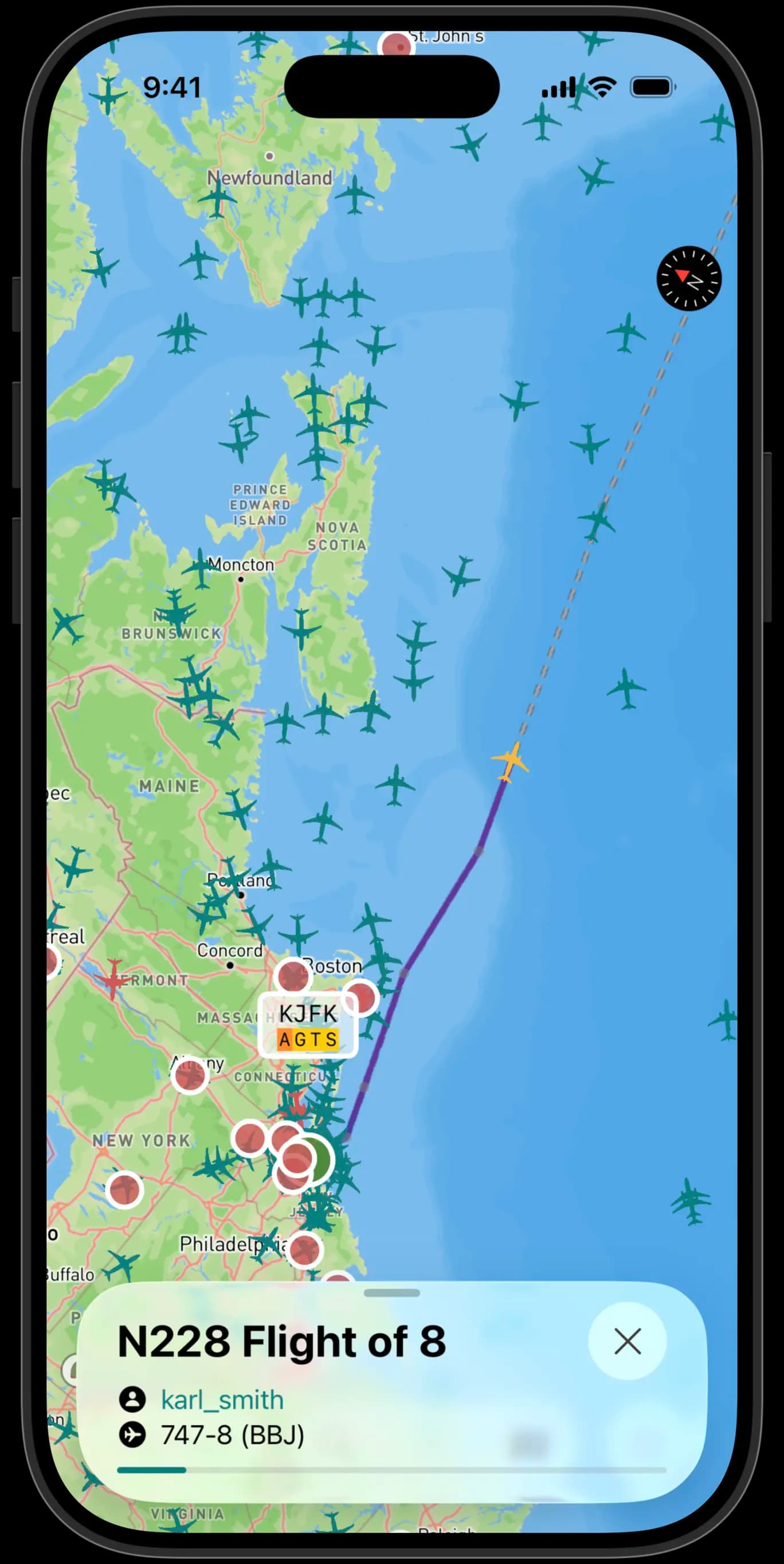 Flight graphs view on iOS app